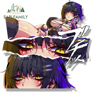 EARLFAMILY 13cm Gyaru Rover Fanart Autocolante De Carro Wuthering Waves Chibi Big Head Sketch Decalque Ahegao Girl Decoração De Porta-Malas De Motocicleta À Prova D'água