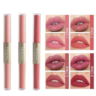 Fit Colors Double Head Lip Gloss Matte Velvet Sexy Red Tint Batom Líquido À Prova D