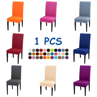1pcs Cobertura De Cadeira De Jantar De Cor Sólida , Spandex Stretch Elastic Chair Slipcovers Para Cozinha Sala Banquete De Casamento Hotel Home Decor