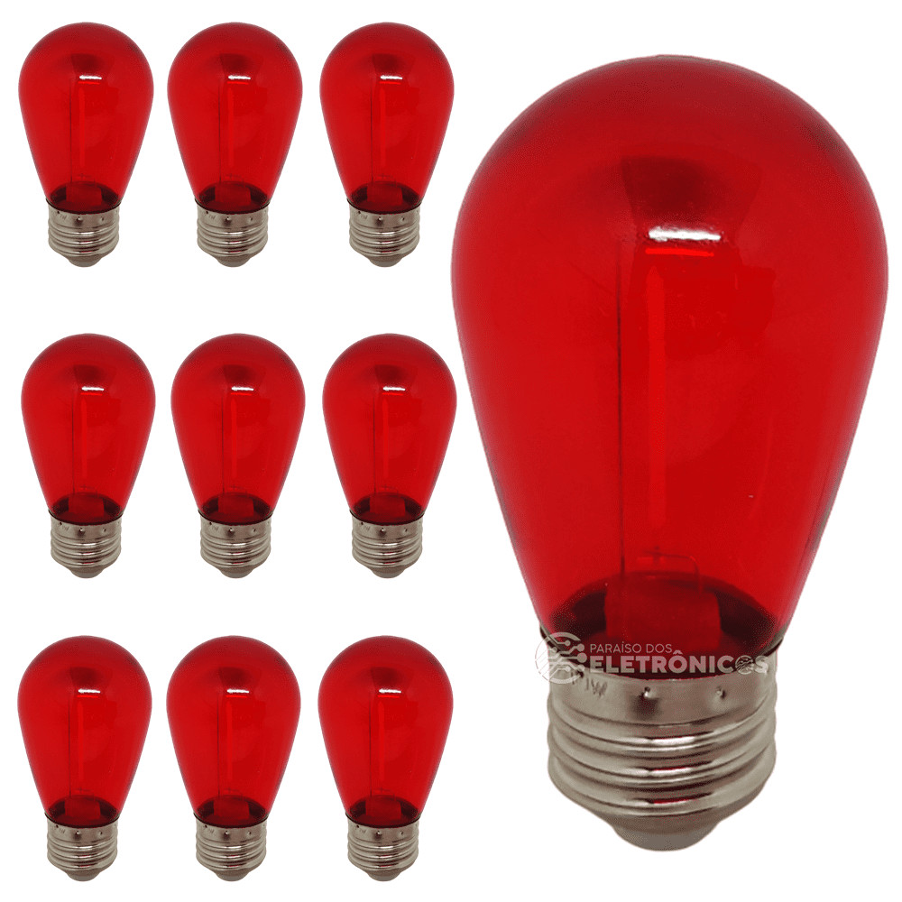 Kit 10 Lâmpadas Luz Led Vermelho Retrô Iluminar E Decorar Para Spots  Luminárias 61464VM