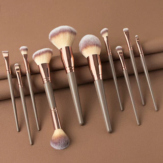10 Pcs Brown Oversized Makeup Brush Set Maquiagem Ferramentas de Maquiagem Incluem Escova Blush Loose Powder Brush Contour Escova de Pó Solto Fábrica de Escovas para Sombra Venda Direta FINDCOLOR