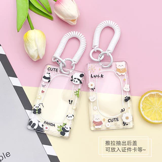 Cordão Retrátil Porta-Cartões De Estudante Chaveiro Identificação De Acrílico Com Alça De Idol Photocard Id Holder Capa Para Cartão Fotográfico Fotográficos