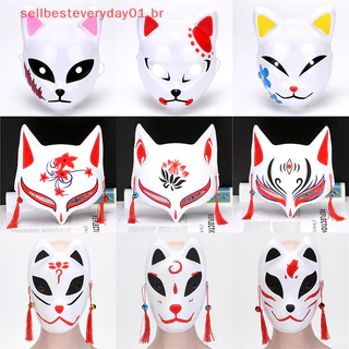 Sellbest 1Pc Máscara De Anime Meia Cara De Gato Raposa Tigre Caçador De Demônios Festa De Halloween Cosplay Prop .