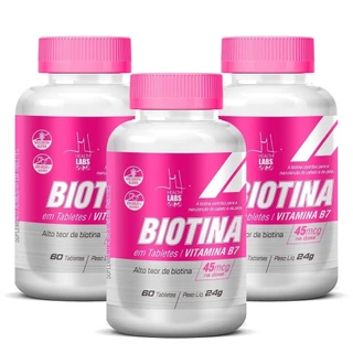 Kit c/ 3 Biotina 60 Cápsulas 490mg Health Labs em Oferta na Shopee