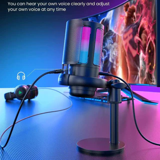 Microfone Gamer Condensador Podcast Alta Sensibilidade Rgb - Microfones e Gravadores