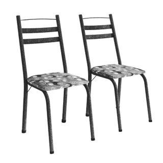 Conjunto Com 2 Cadeiras Tubular Itália Preto Craquelado/Folha Artefamol