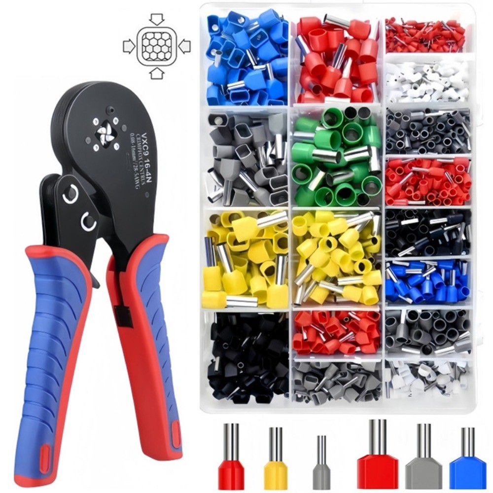 Kit Alicate Crimpar Box Com 1200 Terminal Ilhós 0,08 A 16mm²