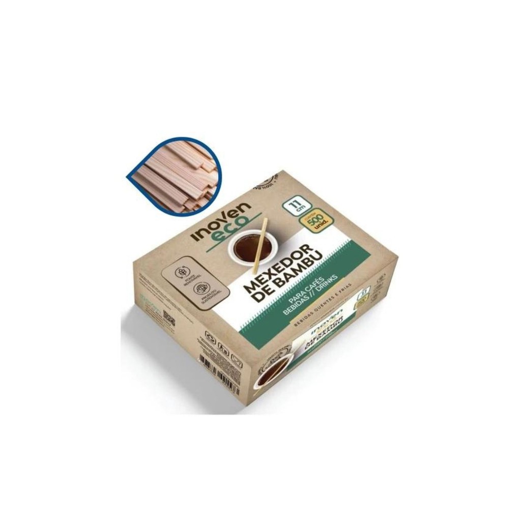 Mexedor de Bambu Café Chá Drink Quente Frio Resistente xícara colherzinha 500 UNIDADES