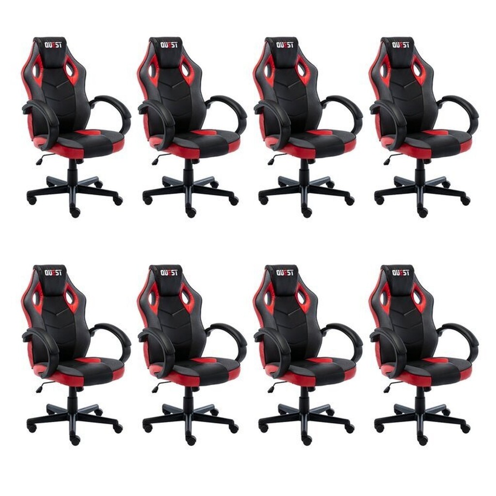 Kit 8 Cadeiras Gamer Giratória Regulavel Quest Preto/Vermelho | Shopee Brasil