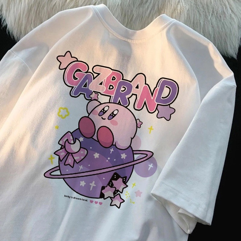Camiseta Camisa Kawaii Kirby Saturno Roxo Unissex Algodão