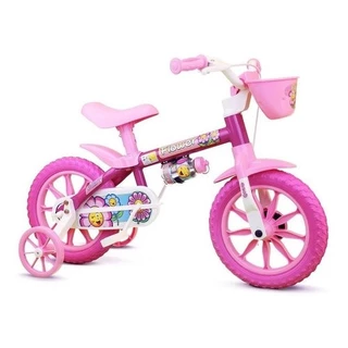 Bicicleta Infantil Nathor Flower Aro 12 Freio Tambor Cor Rosa Com Rodas De Treinamento