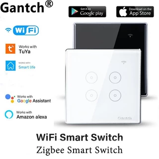 Tuya WiFi ZigBee US EU KR Ventilador Interruptor De Luz Inteligente Painel De Toque Vida Inteligente Via Alexa Google Home Alice