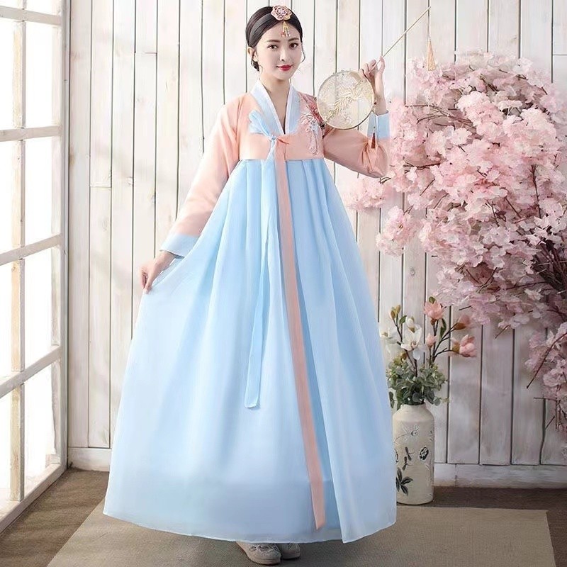 Hanbok tradicional feminino vestido coreano terno de performance ...