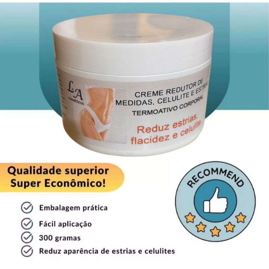 Creme redutor de medidas termoativo corporal: reduz celulite, estrias ...