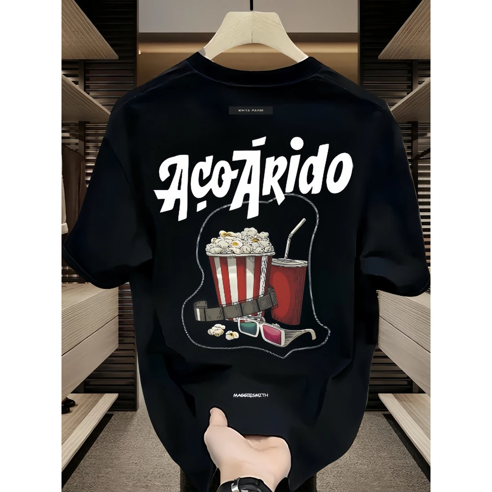 2025 Camiseta Preta Unisex, Design Clássico de Garrafa de Coca