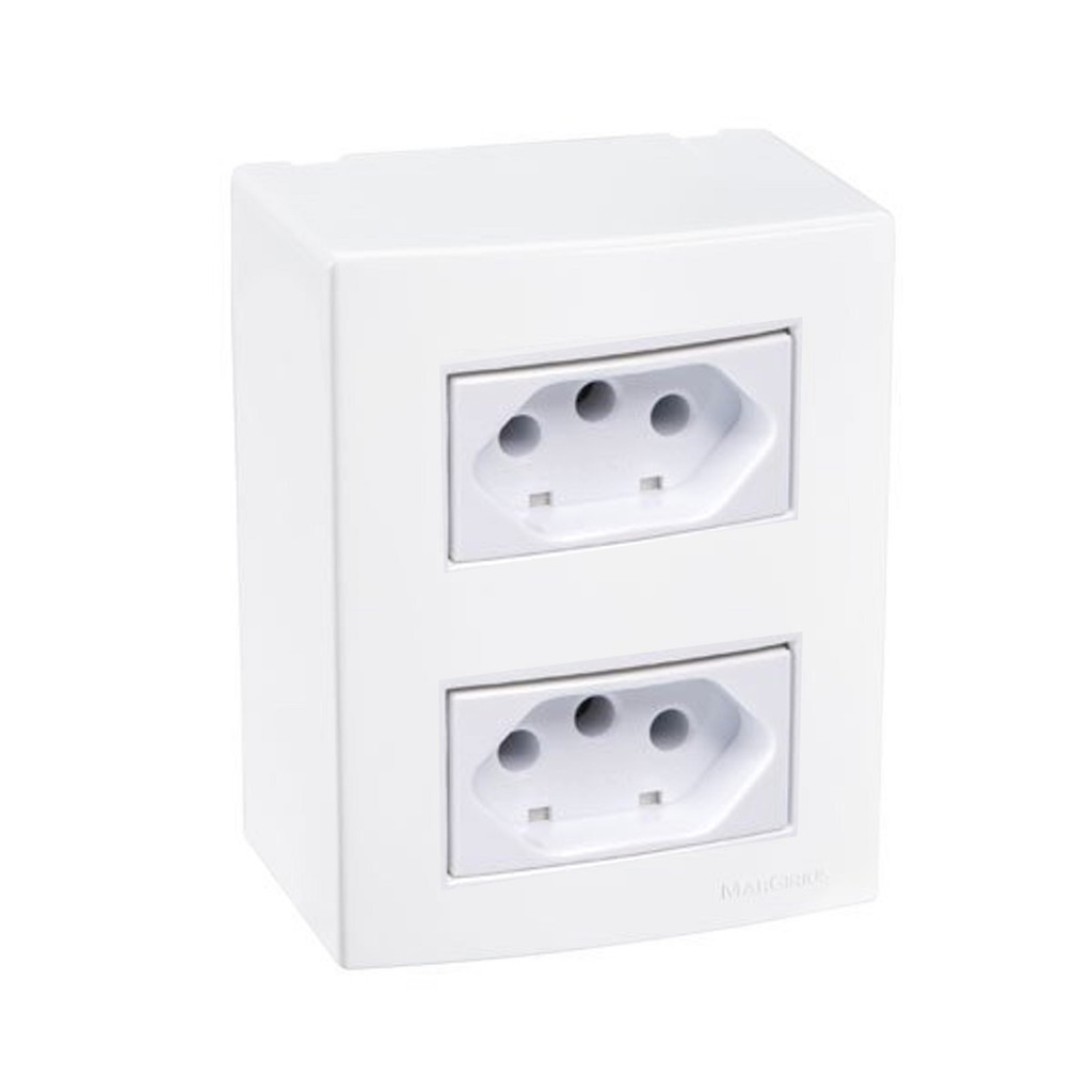 CAIXA SOBREPOR TOMADA DUPLA 10/20A SISTEMA X LINHA SLEEK MARGIRIUS