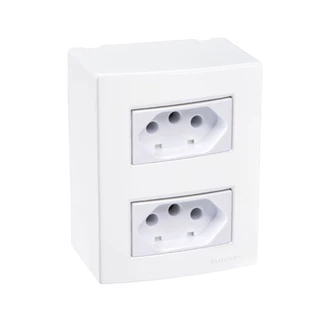 CAIXA SOBREPOR TOMADA DUPLA 10/20A SISTEMA X LINHA SLEEK MARGIRIUS