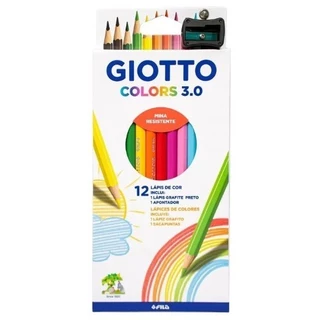 LÁPIS DE COR 12 CORES COM LÁPIS GRAFITE E APONTADOR - GIOTTO