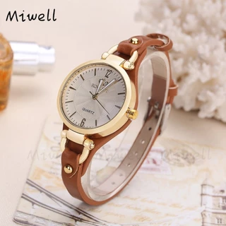Miwell Ready Stock Punk Rivet Ladies Casual Watches Candy Cor Cinto Fino Couro Quartzo Relógio Mulher WH0957-70