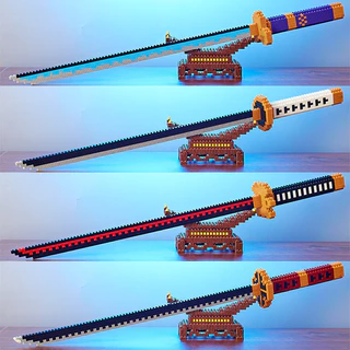 Faca De Montagem Lâmina De Construção Bloco Espada Dupla Katana DIY Arma Criativa Construindo Brinquedos De Tijolo Anime Demon Slayer Boys Gifts