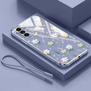 Capa Para Samsung Galaxy A56 A36 A26 M14 M34 M54 M23 M52 M55 C55 F34 F23 5G Pequenas Flores Luxo Galvanoplastia Anti Que