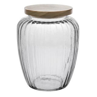 Porta Mantimento de Vidro com Tampa de Pinus 2,4L