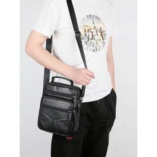 Bolsa Tiracolo Masculino de Couro Ombro Grande Capacidade Alto Qualidade