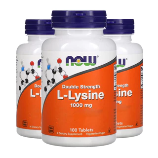 Kit 3x L Lisina Dupla Força 1000mg Now Foods 100Tab/Made in Usa