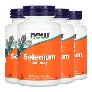 Kit 4x Selênio 200mcg Now Foods Sem Fermento 180 Cáps Importado /Made in Usa