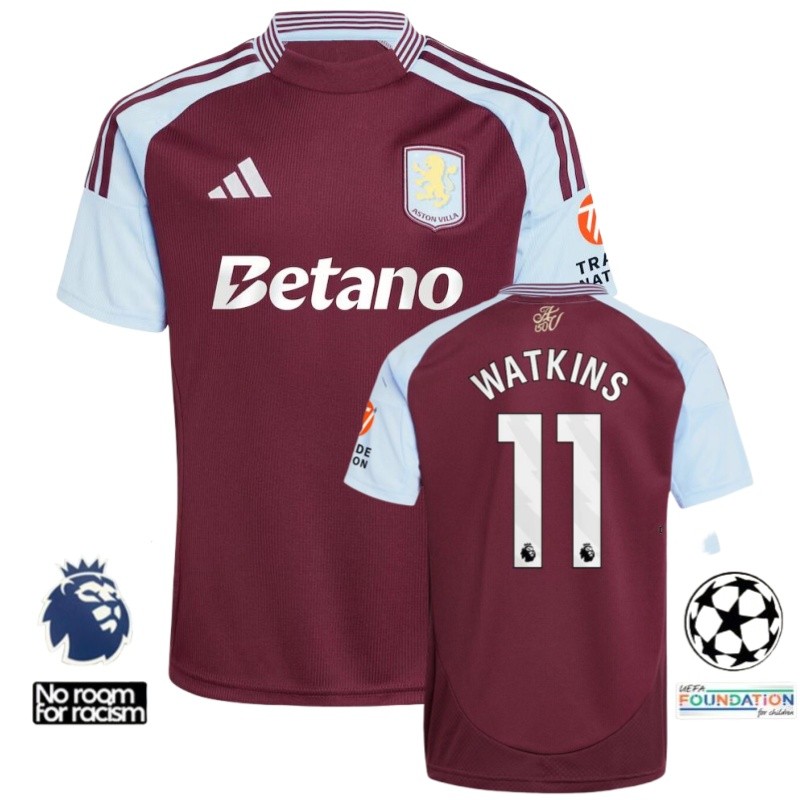 Edição Dos Fãs 2024/25 Aston Villa Home Football Jersey E Shiirt S-4XL , Pode Adicionar Seu Nome Número