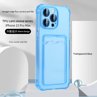 Transparente Slot Para Cartão Saco Titular Caso IPhone 16 Pro Max 14 15 Plus 13 12 11 Promax X XS 7 8 SE Claro À Prova De Choque Capa Carteira Macia