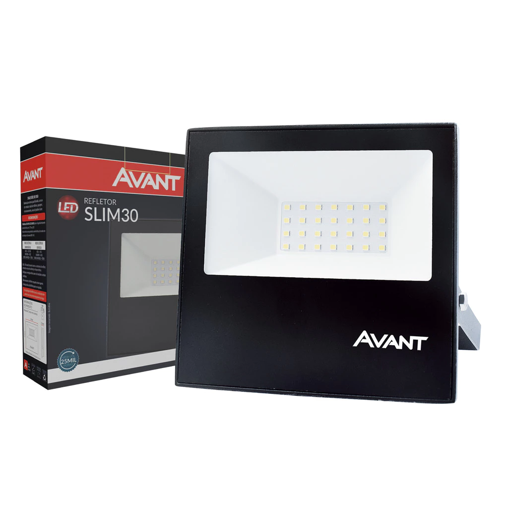 Refletor Led Slim 30w RGB Colorido 110v/220v Ip65 a prova dágua Preto Cod: 259307879 Avant