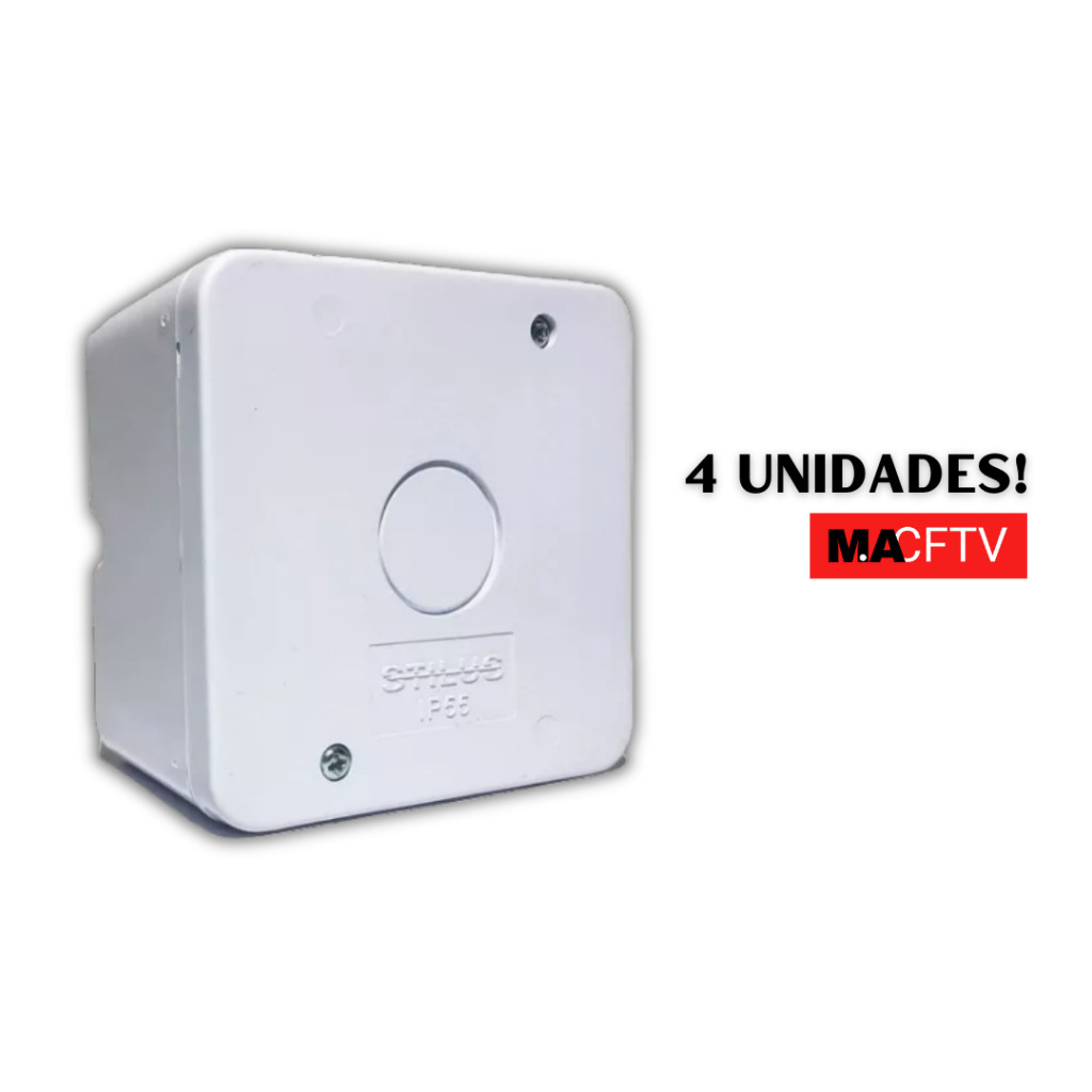 KIT 4 Caixa Plástica Organizadora de Proteção Câmera Parafuso C/ Vedação Stilus Simples Branca IP55