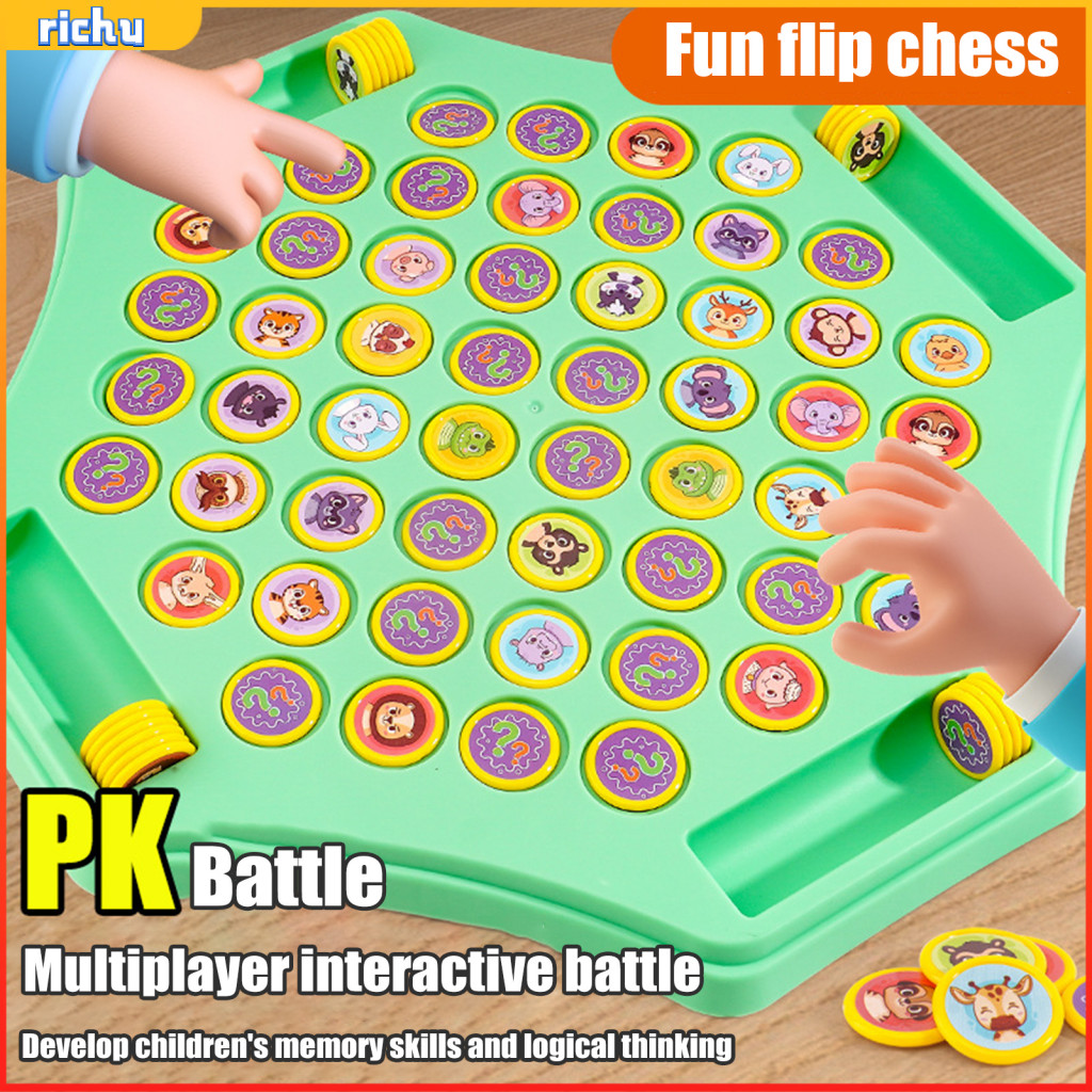 Flipping Chess Board Game Educational Kids Memory Toy Fun Fruit for