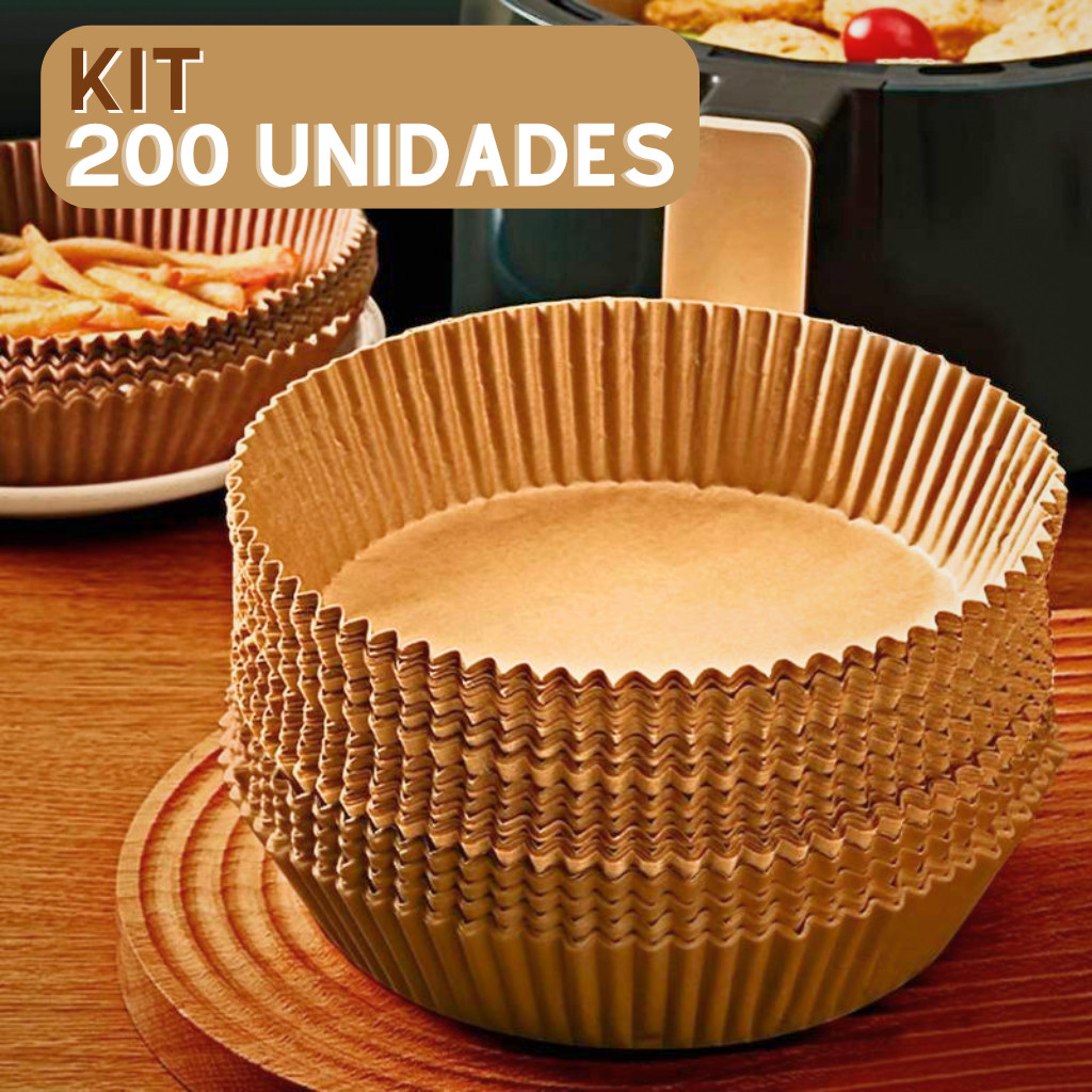 KIT 200 UNIDADES Forma de Papel Manteiga Para Air Fryer / Sem Sujeiras na Cozinha