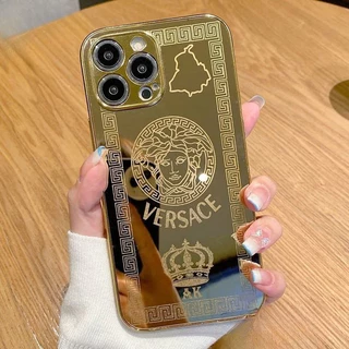 Capa Protetora Para IPhone Com Efeito De Espelho Dourado 24k (Resina Acrílica , Anticolisão) , Adequada 15 14 Pro Max