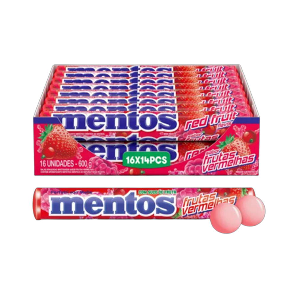 Drops Mentos Stick Frutas Vermelhas 38g - 16 Unidades | Shopee Brasil