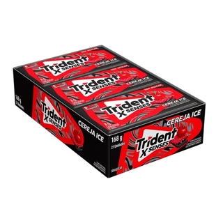 Chiclete Trident Xsenses Cereja Sem Açúcar 8g - Caixa com 21 Unidades em Oferta na Shopee