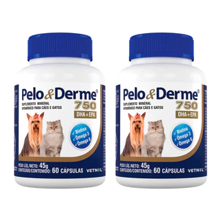 Pelo E Derme 750 Dha + Epa 60 Capsulas - Vetnil - 2 Unidades