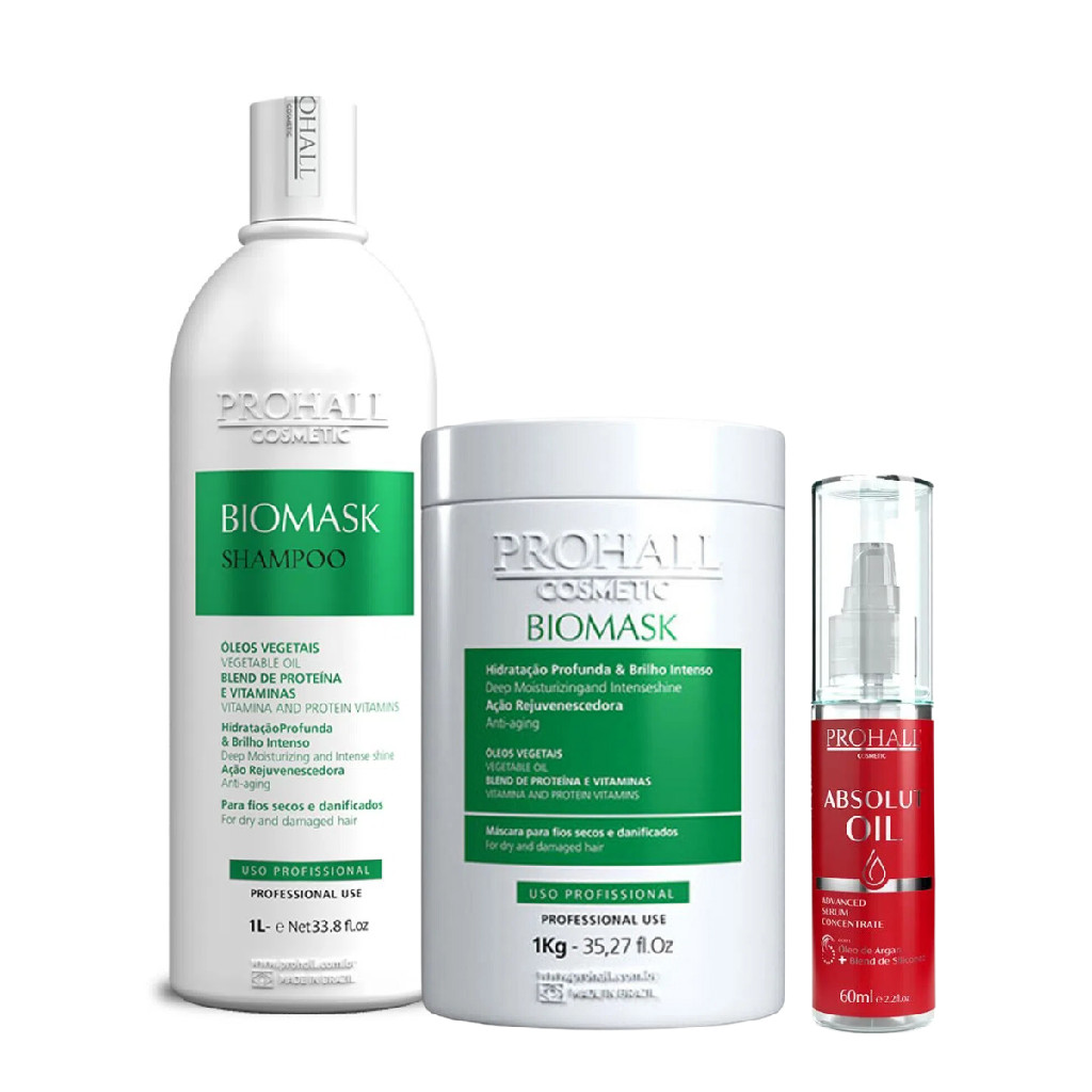 Kit Biomask Shampoo 1l Máscara 1kg Biomask e Óleo Reparador | Shopee Brasil