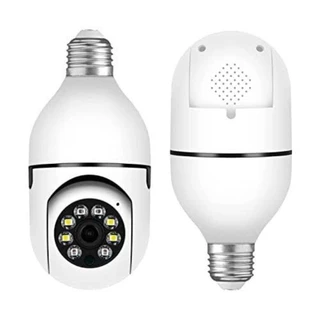 Câmera Segurança Wifi Ip Sem Fio 360 Com Encaixe Lampada Bocal Aplicativo V380 Ptz Full HD Visão Noturna - Bivolt