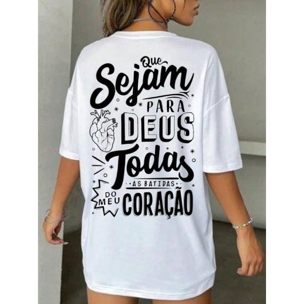 Camiseta Feminina Tshirt Camiseta Algodão Estampada Gospel Cristã Jesus ...