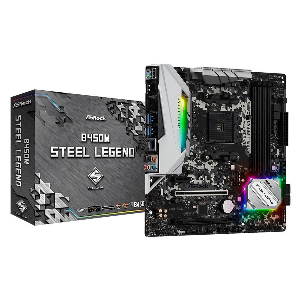 Placa Mãe ASRock B450M Steel Legend, AMD AM4, mATX, DDR4