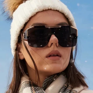 Nova Cabeça De Leão Óculos De Sol De Uma Peça De Ocos Tendência Moda Esportiva Integrada Futuristas