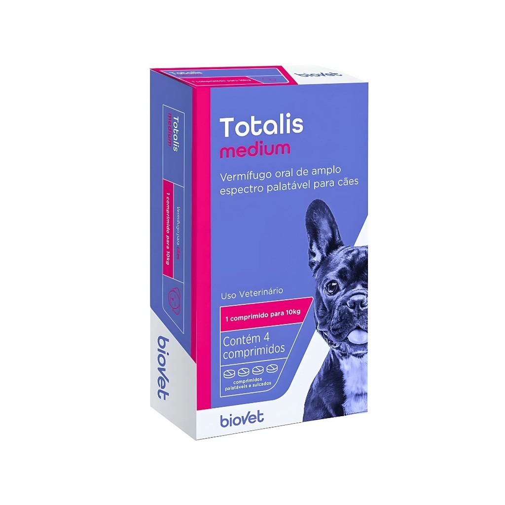 Vermífugo Oral Totalis Medium Para Cães 4 Comprimidos Biovet | Shopee ...