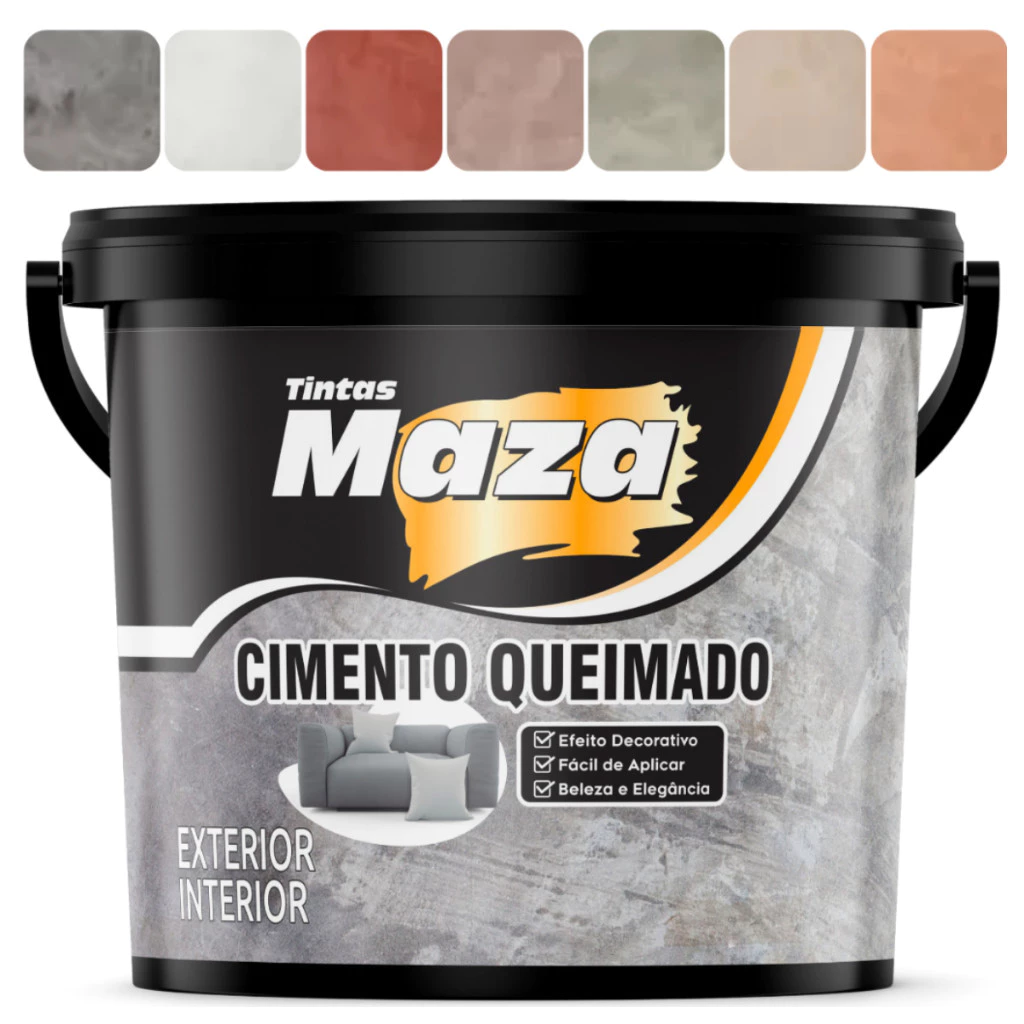 Efeito Cimento Queimado Maza Cores 5,6kg Paredes Internas e Externas Pisos Azulejos Muros