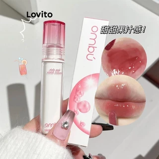 Lovito Hidratante labial liso casual maquiagem brilho labial à prova d