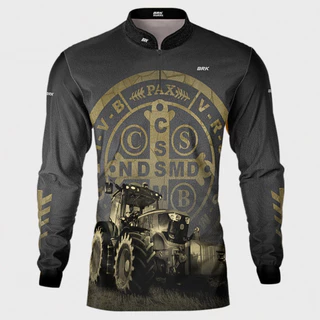 Camisa Agro Brk Medalhão São Bento Fazendeiro Agronomia Roça Agricultor com Proteção Solar UV50+