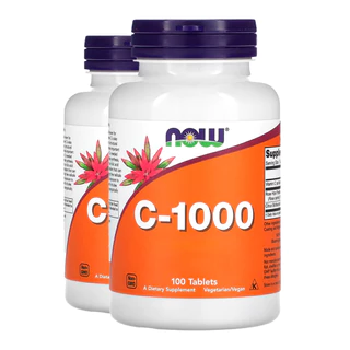 Kit 2x Vitamina C 1000mg e Rosa Mosqueta Now Foods 100Tab Importado/Made in Usa