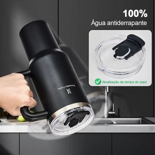 (Barato) Copo Termica Inox 1200ml/600ml Generosa Garrafa Termica De Agua Com Canudo E Tampa